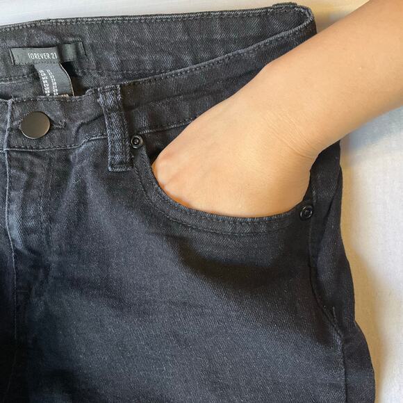 FOREVER 21 Women Skinny Jeans size 27 Black Mid Rise Stretch Boot Cut - Picture 7 of 11